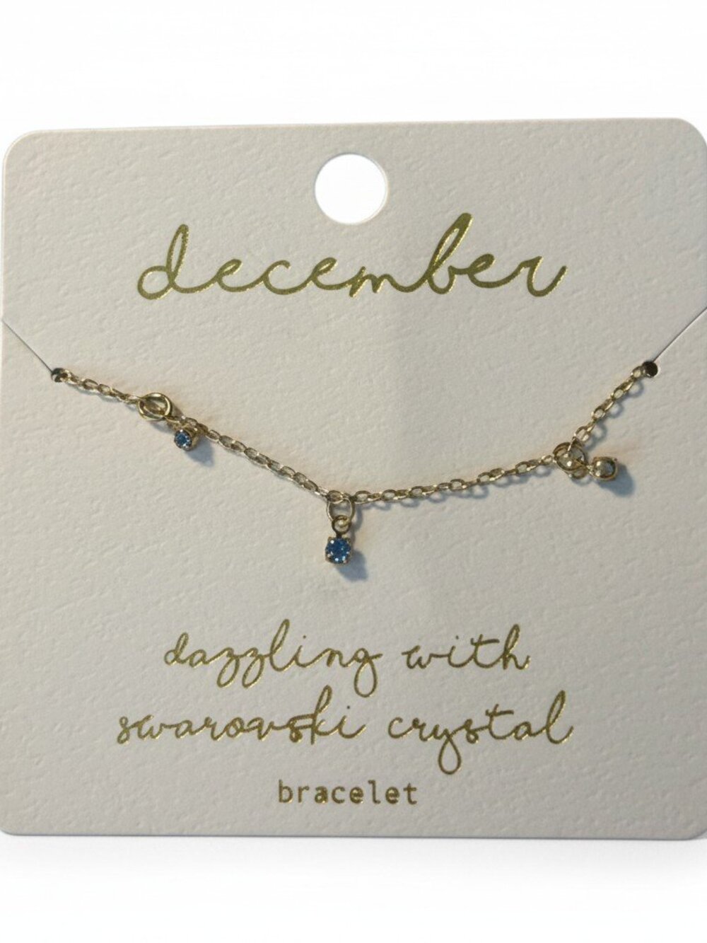 Francesca's December Birthstone Bracelet Blue Swarovski Crystal Gold‎ Tone New